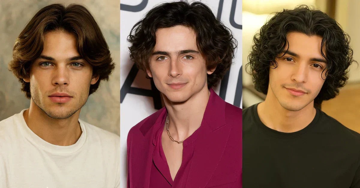 wavy middle part male long