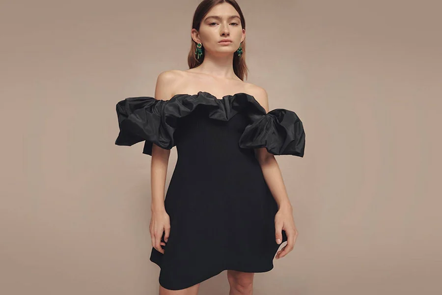 Black Dress With Pearls on Sleeves